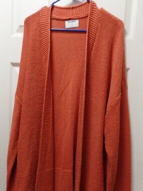 *EUC* Old Navy XL Tall 18 20 Knit Open Cardigan Chimayo Red Orange Grandma Look!